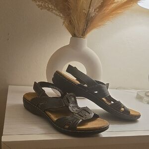Clarks Black and Brown Strappy Sandals